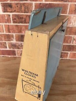 Vtg Waltham Clocks-clock company display counter? Wooden & glass advertising