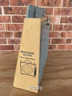 Vtg Waltham Clocks-clock company display counter? Wooden & glass advertising