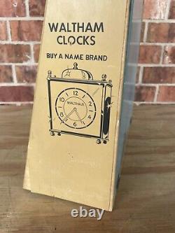 Vtg Waltham Clocks-clock company display counter? Wooden & glass advertising