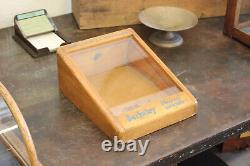 Vtg Wood Glass Counter Showcase Berkeley Lighter Store Display Case Advertising