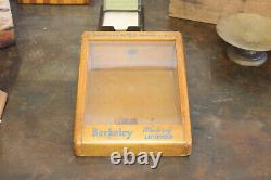 Vtg Wood Glass Counter Showcase Berkeley Lighter Store Display Case Advertising