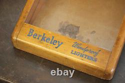 Vtg Wood Glass Counter Showcase Berkeley Lighter Store Display Case Advertising