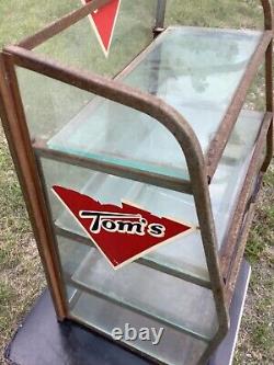 Vtg metal glass shelf Tom's Toasted Peanut Metal Display Rack Lance Jar Store