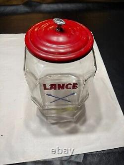 VtgLance Cracker Glass Jar 11.5 Counter Top Advertising Store Display 8 Sided