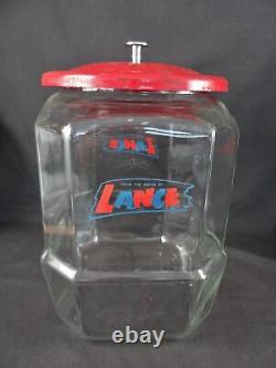 VtgLance Cracker Glass Jar 11 Counter Top Advertising Store Display 8 Sided