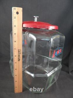 VtgLance Cracker Glass Jar 11 Counter Top Advertising Store Display 8 Sided