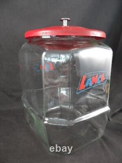 VtgLance Cracker Glass Jar 11 Counter Top Advertising Store Display 8 Sided