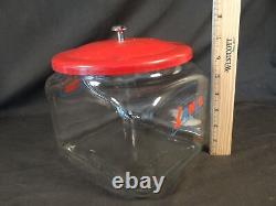 VtgLance Cracker Glass Jar 6 Counter Top Advertising Store Display 4 Sided