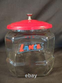 VtgLance Cracker Glass Jar 7.5 Counter Top Advertising Store Display 8 Sided