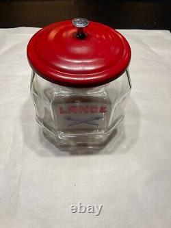 VtgLance Cracker Glass Jar 8.5 Counter Top Advertising Store Display 8 Sided