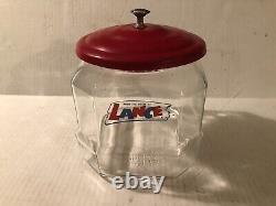 VtgLance Cracker Glass Jar 8.5 Counter Top Advertising Store Display 8 Sided