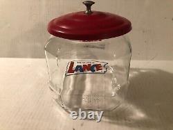 VtgLance Cracker Glass Jar 8.5 Counter Top Advertising Store Display 8 Sided