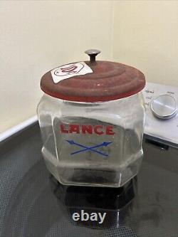 VtgLance Cracker Glass Jar Counter Top Advertising Store Display 8 Sided