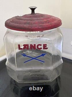 VtgLance Cracker Glass Jar Counter Top Advertising Store Display 8 Sided