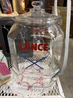 VtgLance Cracker Glass Jar Counter Top Store Display 8 Sided Vtg180