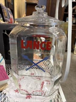 VtgLance Cracker Glass Jar Counter Top Store Display 8 Sided Vtg180