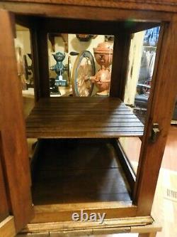 WALNUT WOOD GLASS BREAD SHOWCASE Country Store Counter Top Display CASE