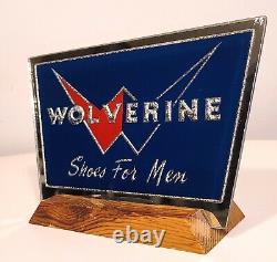 Wolverine Mens Shoes Vintage Store Advertising Display Mirrored Glass Plaque