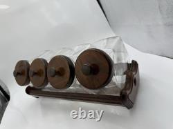 Wood Glass Canister Set Libby Glass candy Jars general store counter & rack