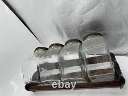 Wood Glass Canister Set Libby Glass candy Jars general store counter & rack