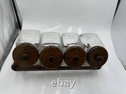 Wood Glass Canister Set Libby Glass candy Jars general store counter & rack