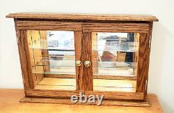 Wood and Glass Display Case withLighting for Collectibles 18 h x 28 w x 6 d