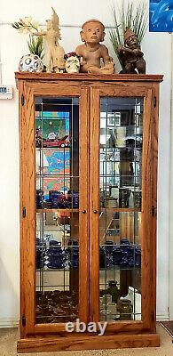 Wood and Glass Display Case withLighting for Collectibles 66h x 35w x 14d