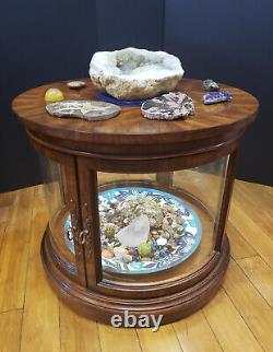 Wood and Glass Display Table withLighting for Collectibles