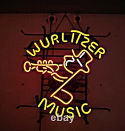 Wurlitzer Music Real Glass Neon Sign For Room Handmade Display Store Bar Sign