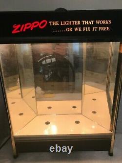 Ziippo Store Display Lighted Box Rare Metal/Glass Design 16 High 5 Deep 1970's