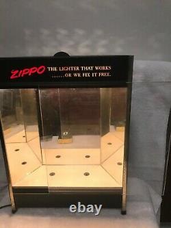 Ziippo Store Display Lighted Box Rare Metal/Glass Design 16 High 5 Deep 1970's